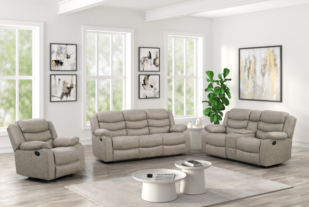 3 Piece Manual Reclining Living Room Set by Sara Collections | Bel Furniture