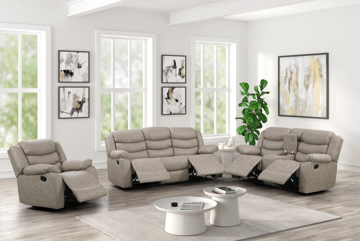 3 Piece Manual Reclining Living Room Set by Sara Collections | Bel Furniture