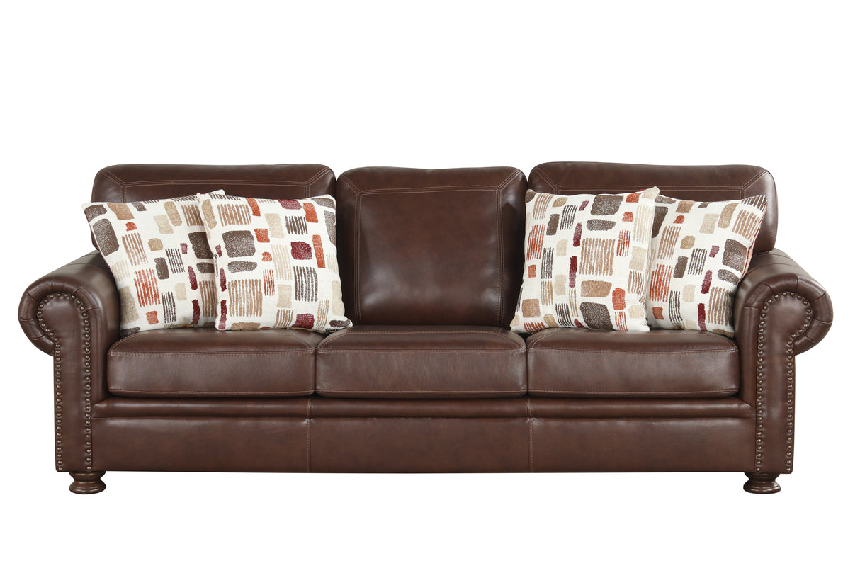 Brown 4 Piece Top Grain Leather Living Room Set