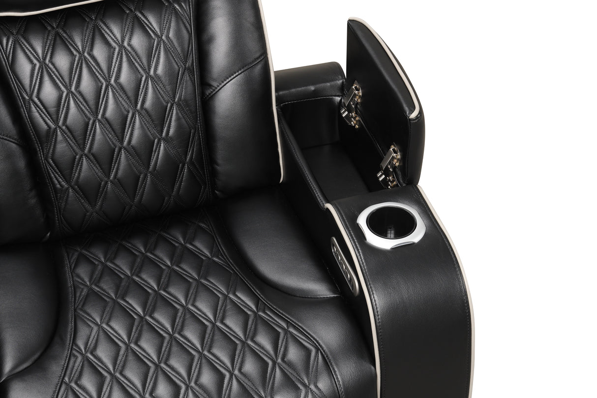 Black Power Reclining Sectional w/ Massage, LED, Bluetooth Speakers & Wireless Charging