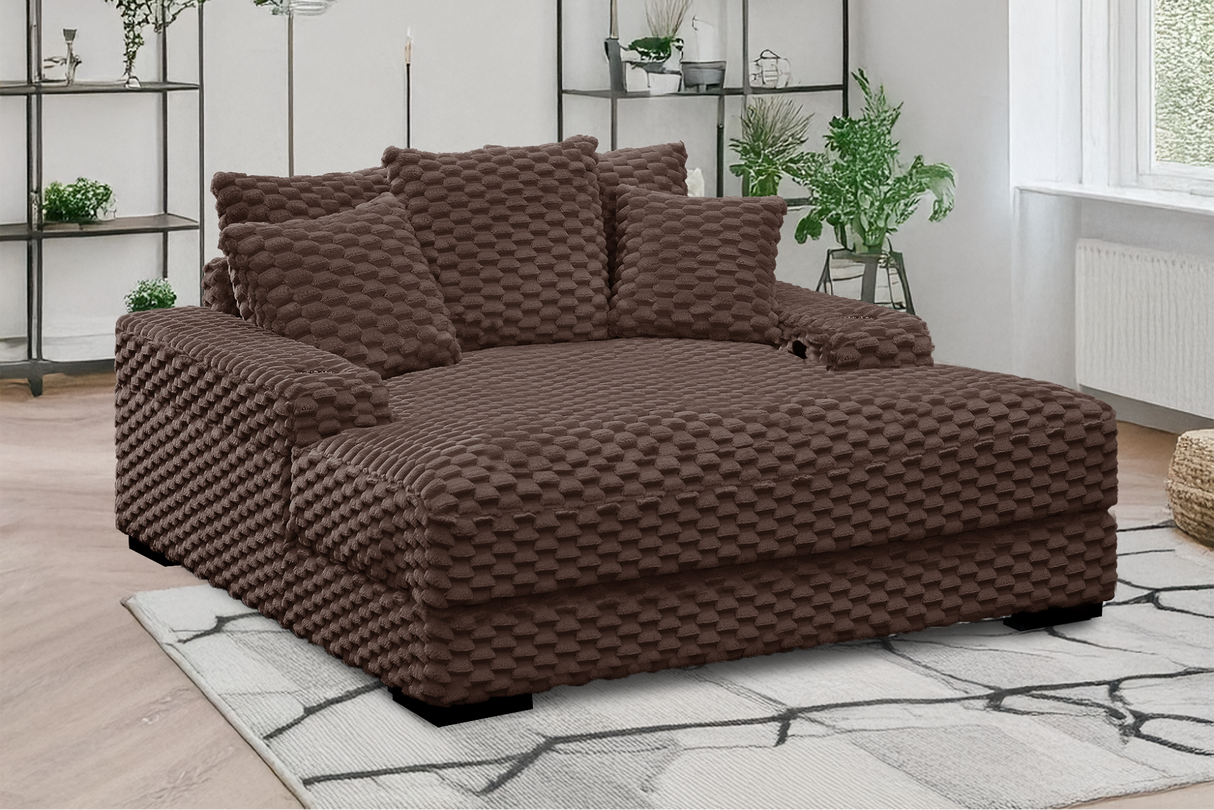 Oversized Chaise Lounge with Cup Holders & USB Charging Ports by Sara Collections | Bel Furniture