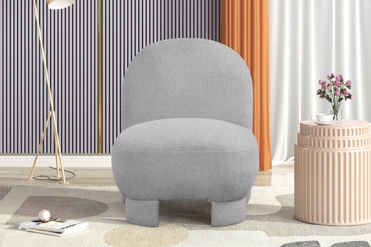 Bouclé Modern Accent Chair - Light Grey by Sara Collections | Bel Furniture