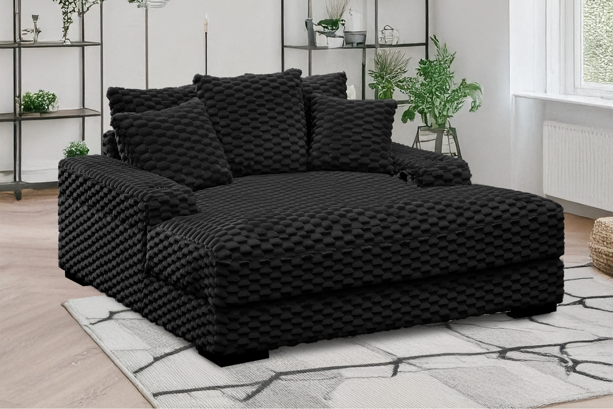 Oversized Chaise Lounge with Cup Holders & USB Charging Ports by Sara Collections | Bel Furniture