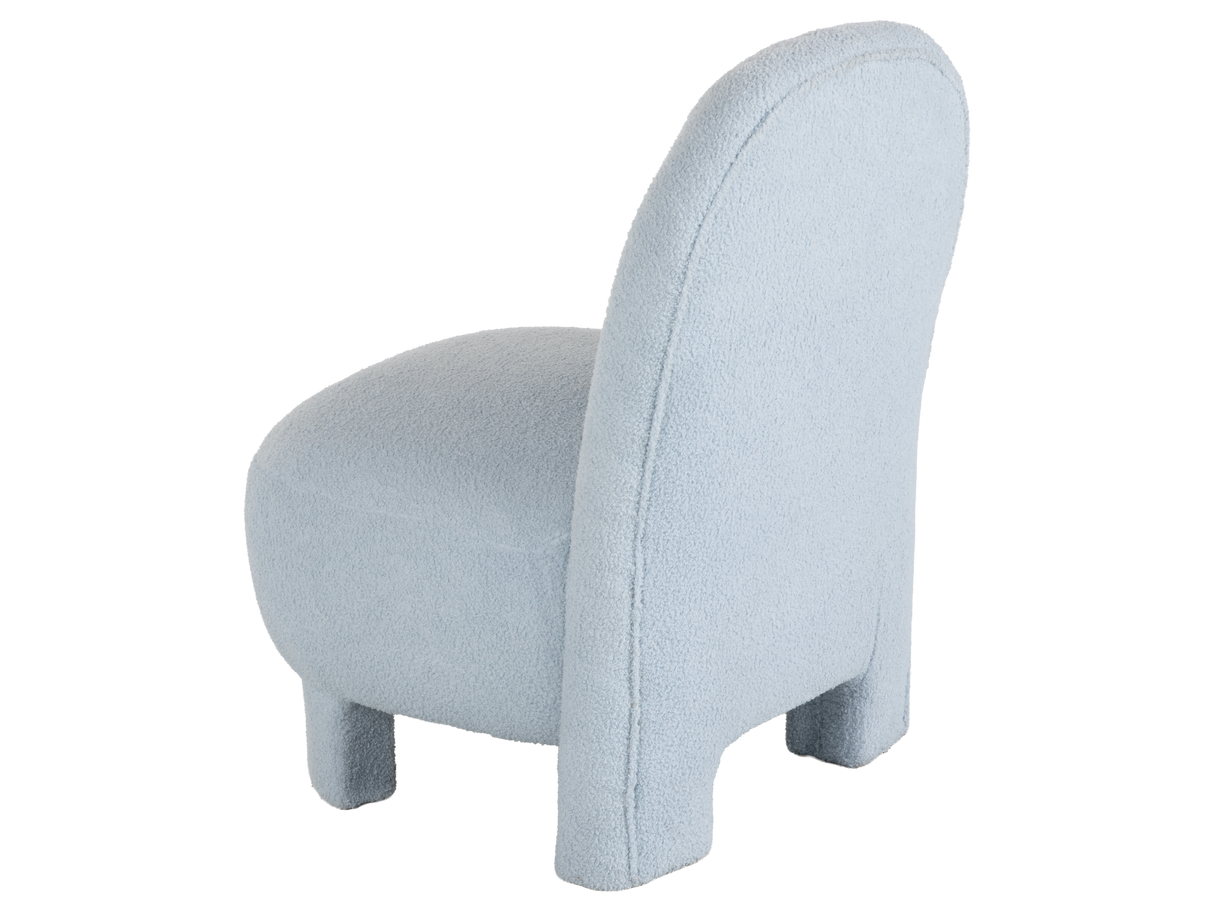 Light Blue Bouclé Modern Armless Accent Chair with Curved Back & Plush Seat