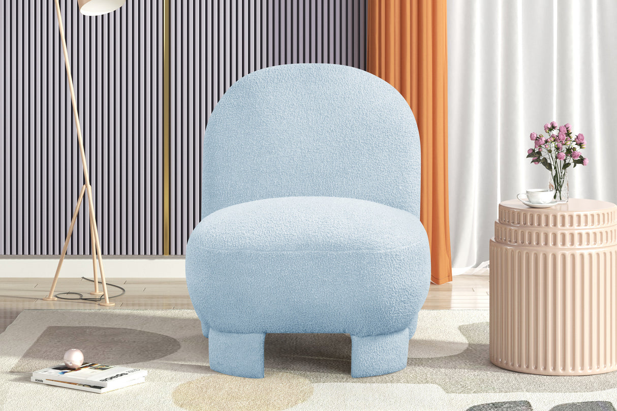 Bouclé Modern Accent Chair - Light Blue by Sara Collections | Bel Furniture