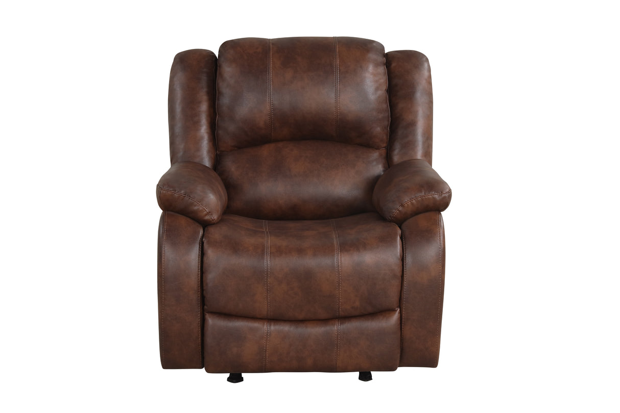 Red Brown Air Leather Power Rocker Recliner with USB Charging
