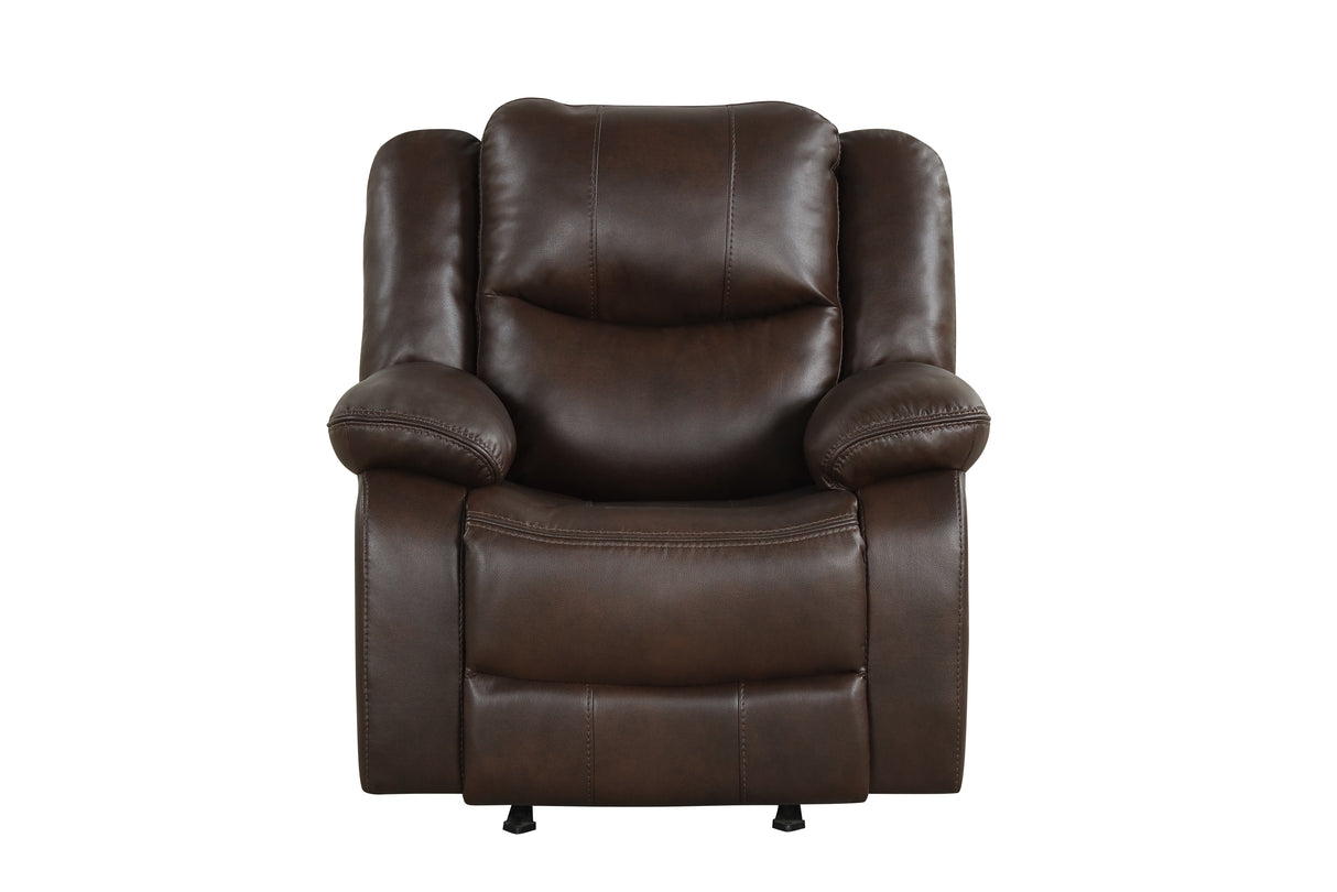 Brown Air Leather Power Recliner Rocker Chair with USB Charging