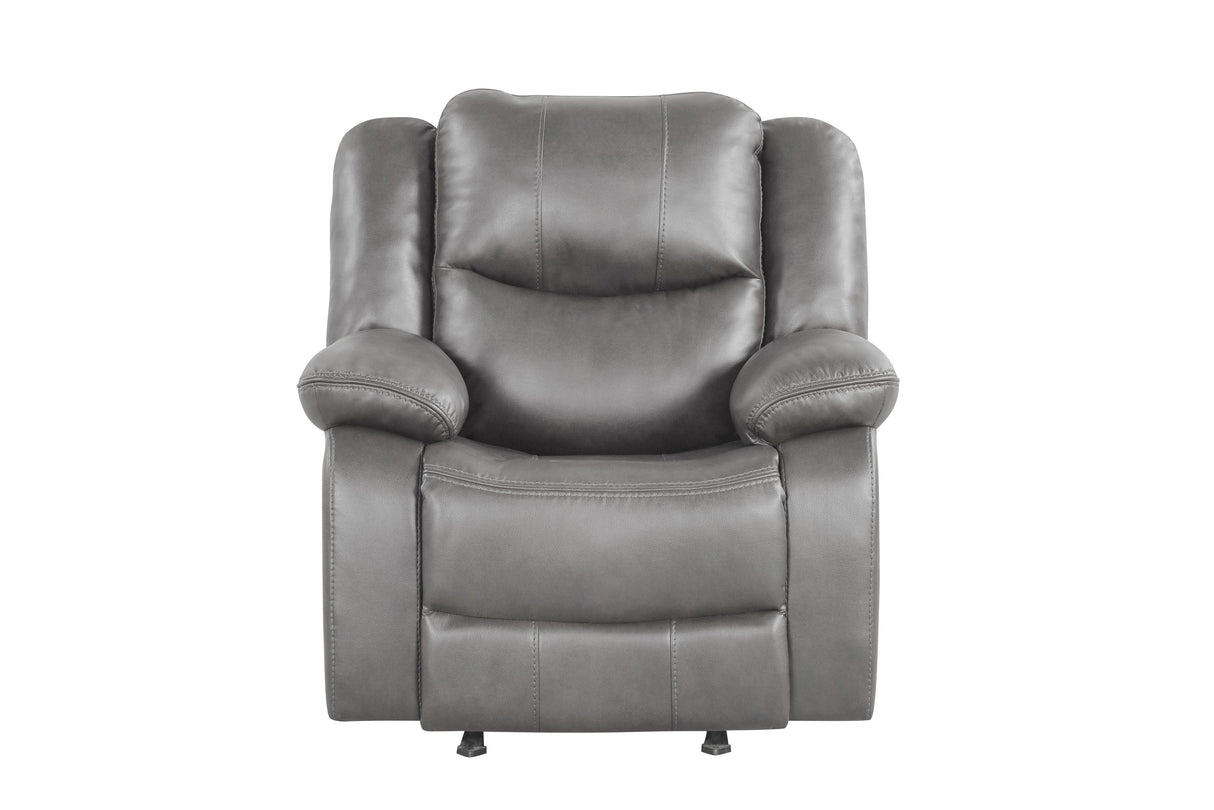 Gray Air Leather Power Rocker Recliner with USB Charging