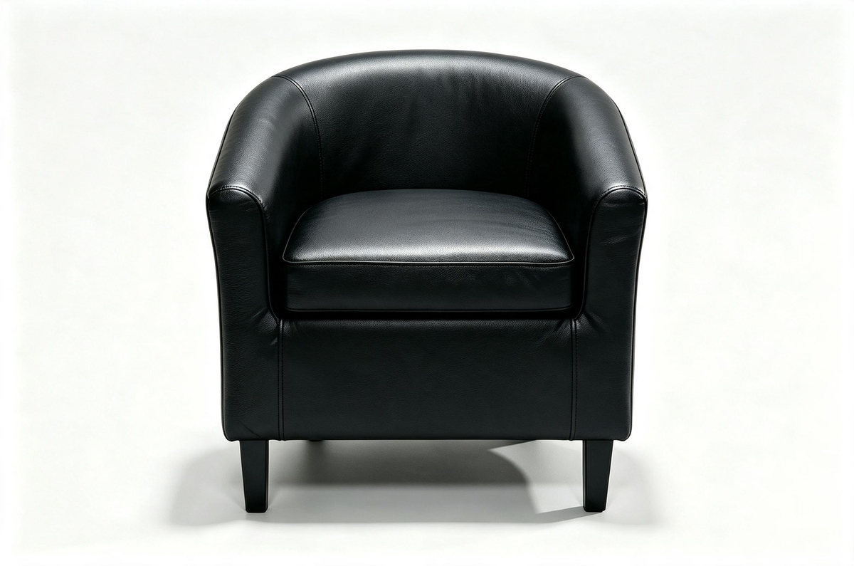 Black Barrel Accent Chair with Rounded Back