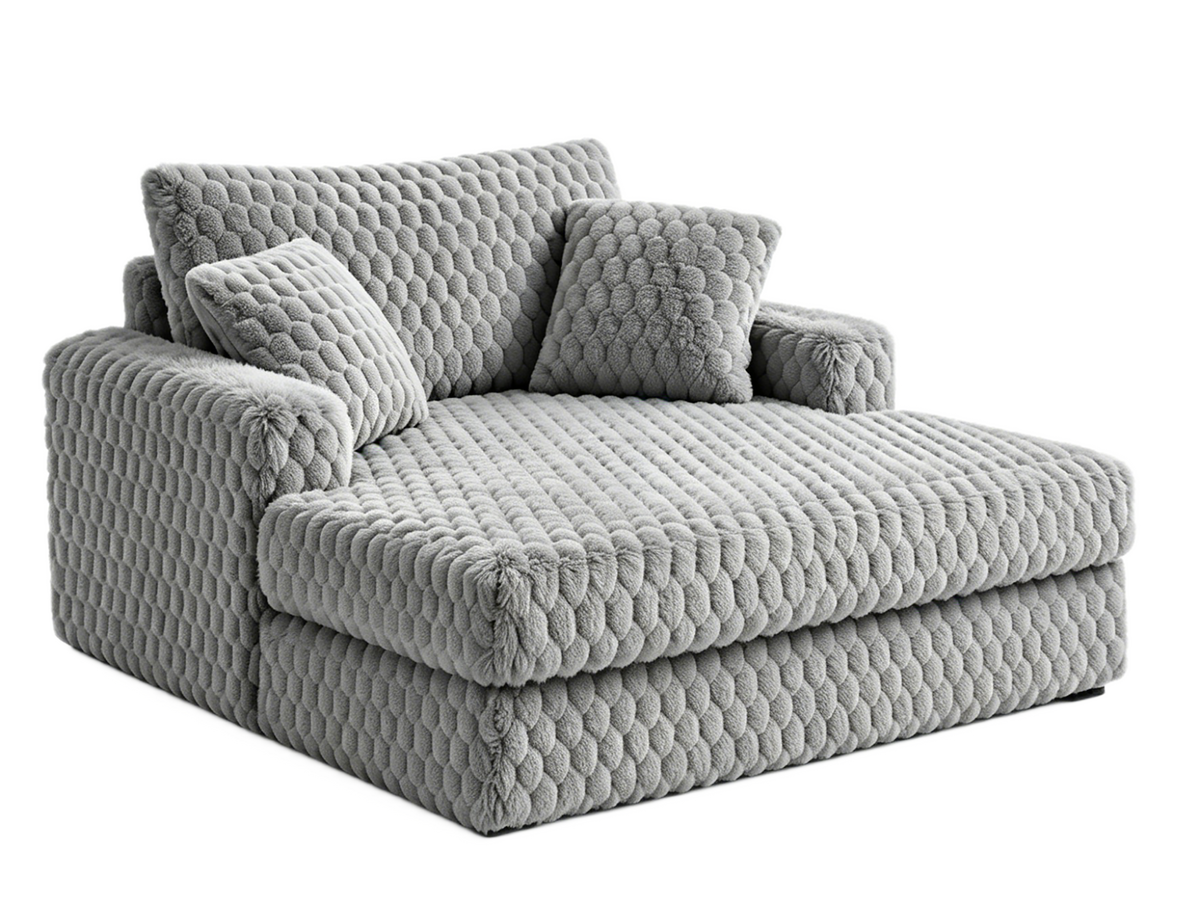 Light Gray Textured Chenille Oversized Lounge Chair