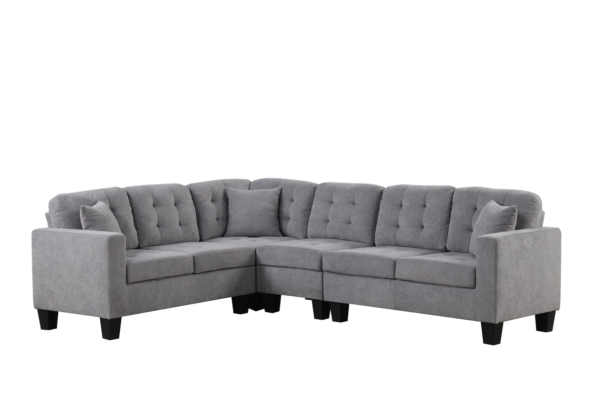 Logan Gray Tufted L-Shaped Sectional Sofa