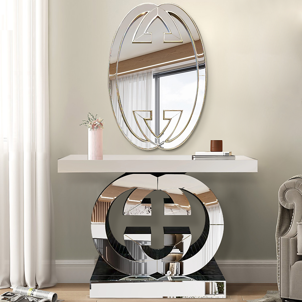 Mirrored Console Table Set by Mollai Collections | Bel Furniture