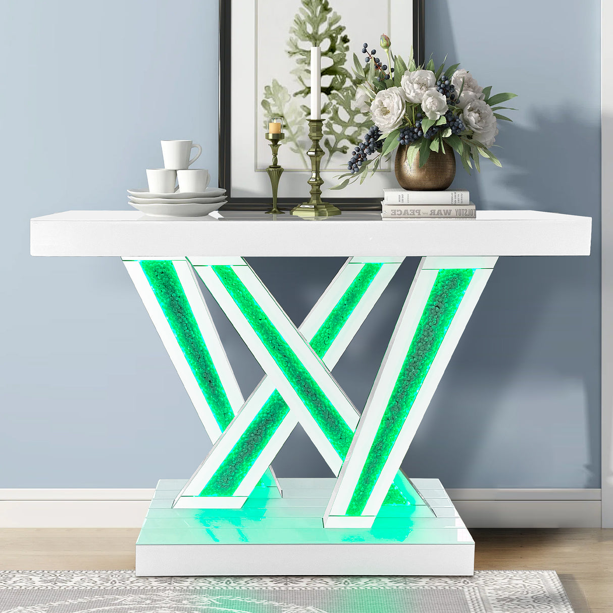 Console Table with LED Lights by Mollai Collections | Bel Furniture