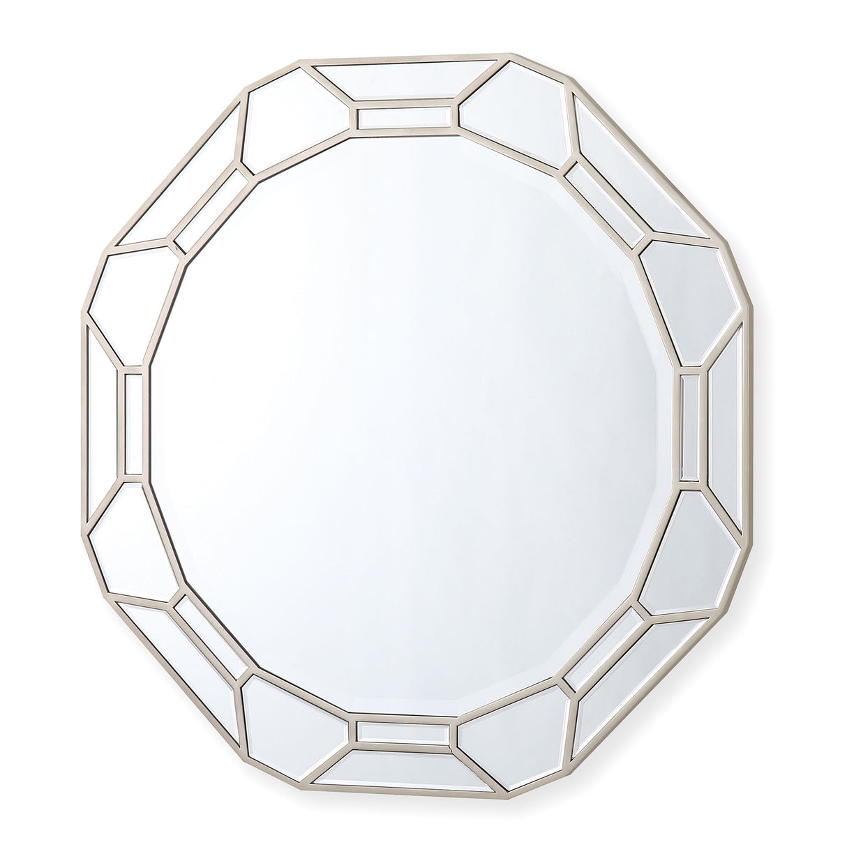 2 Piece Console Table and Mirror Set with Geometric Mirror Accents by Mollai Collections | Bel Furniture