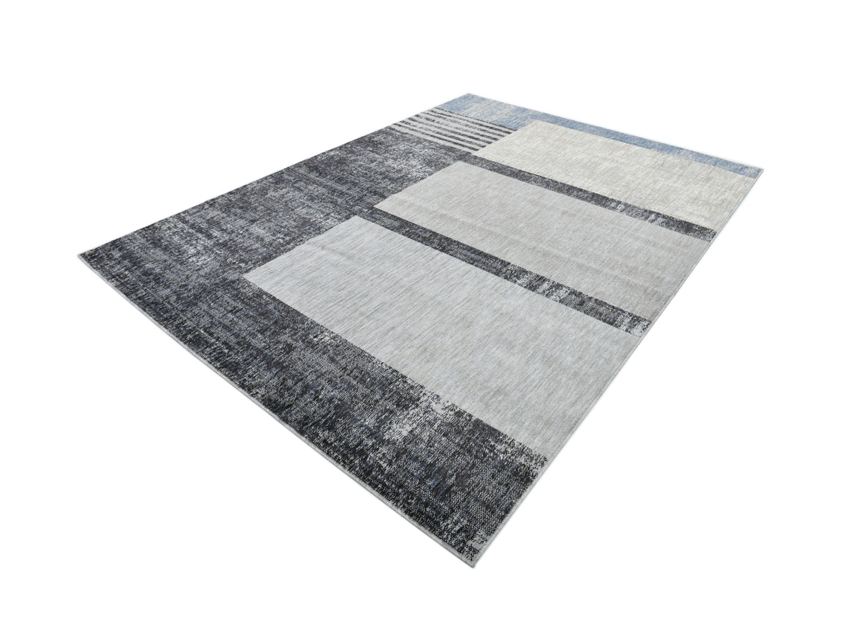 .Maison Modern Geometric Area Rug – Gray & Blue 6'6" x 9'0"