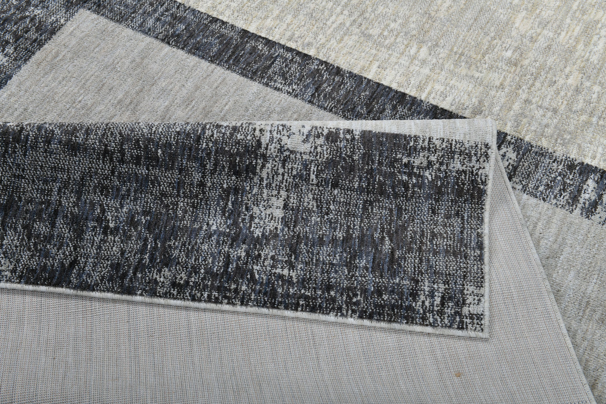 .Maison Modern Geometric Area Rug – Gray & Blue 6'6" x 9'0"