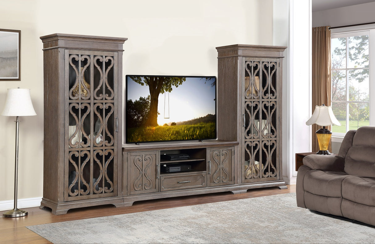 Artesian 3 Piece Entertainment Center - Reclaimed Grey Oak by Mollai Collections | Bel Furniture