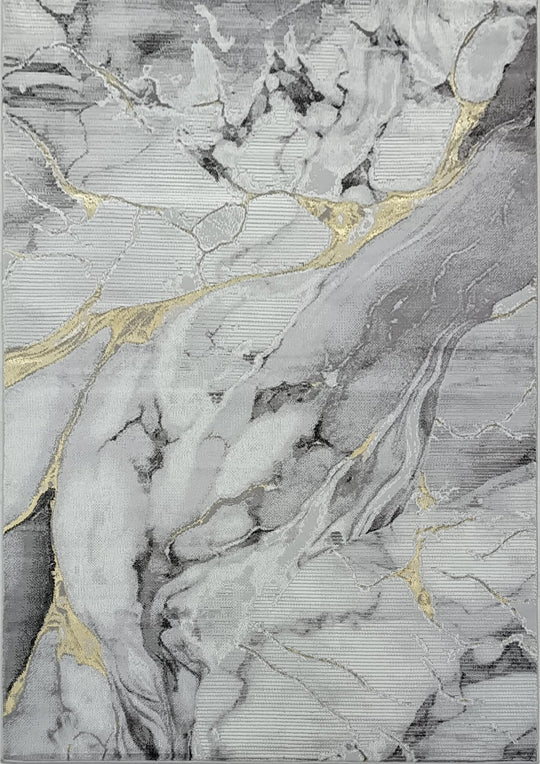 .Artema Gray/Gold Power-Loomed Area Rug - 6' 6" x 9' 0"