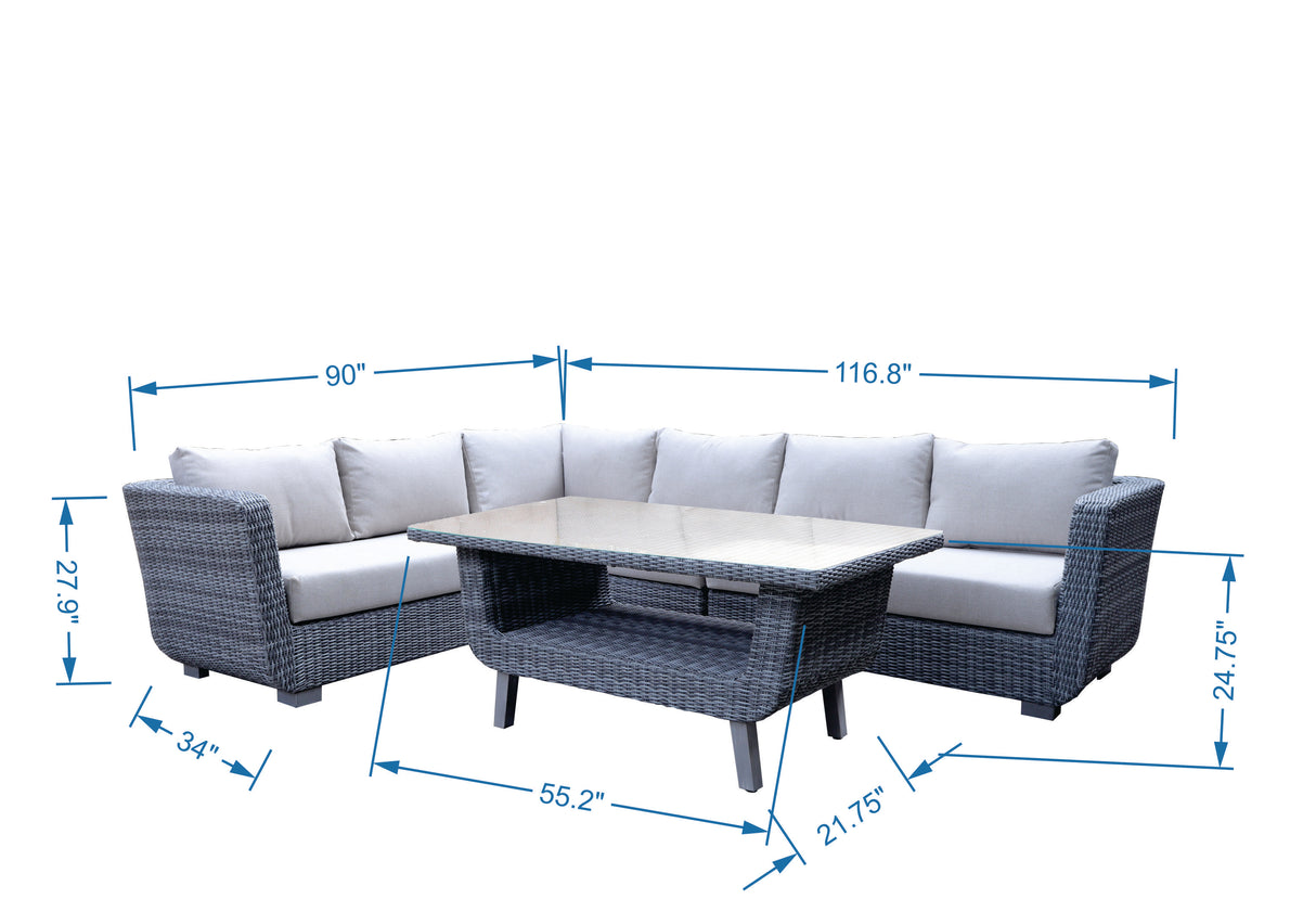 5-Piece Outdoor Wicker Sectional Patio Set with Coffee Table