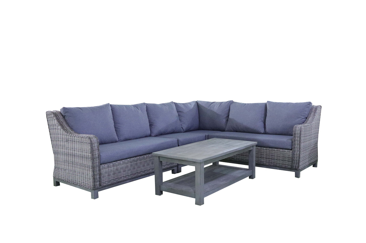 5 Piece Outdoor Wicker Sectional Set with Coffee Table by Mollai Collections | Bel Furniture