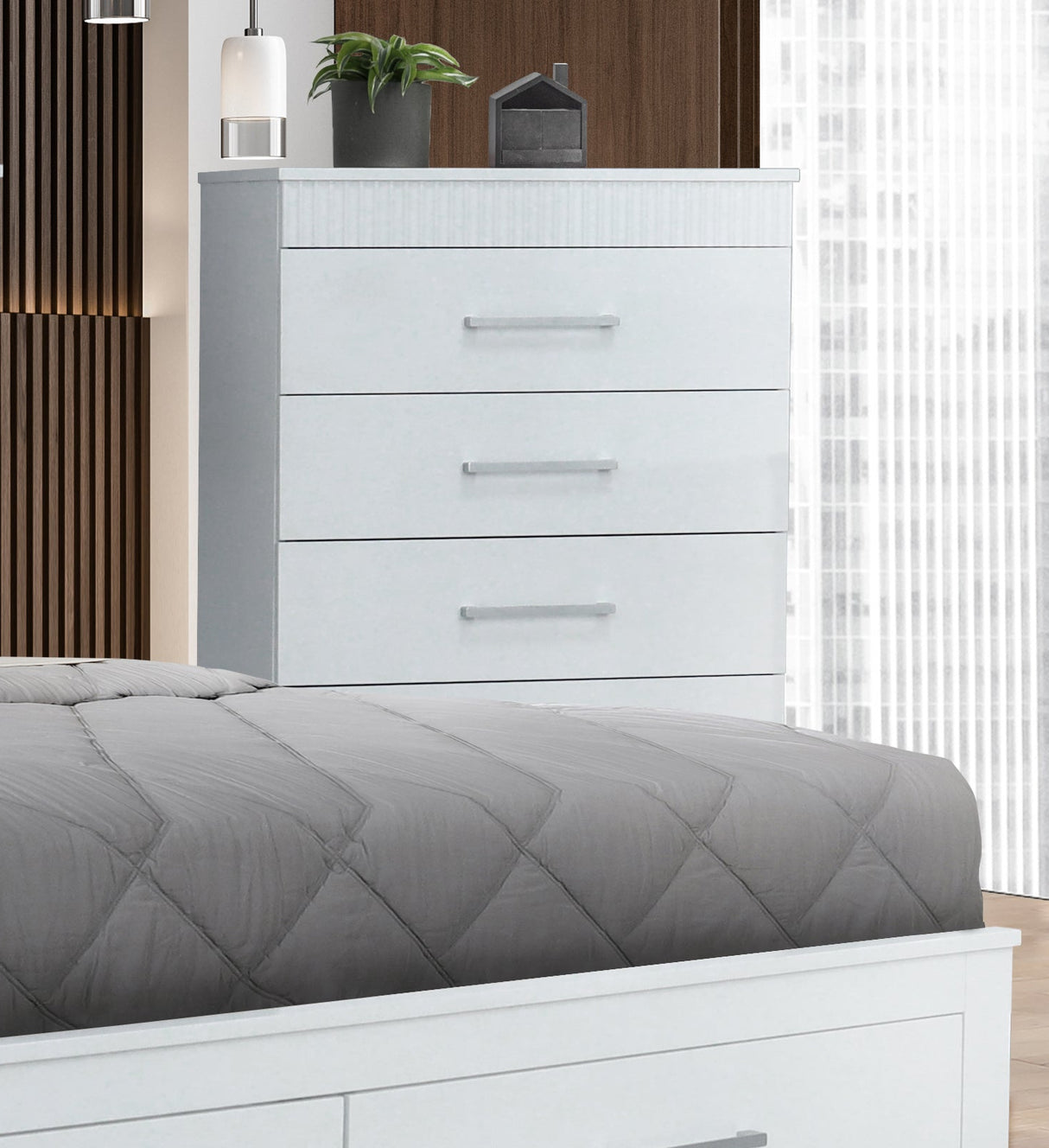 White Modern 5-Drawer Chest