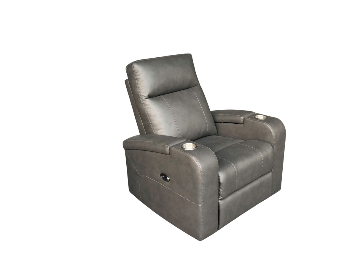 Grey Power Recliner Arm Chair with Cup Holders