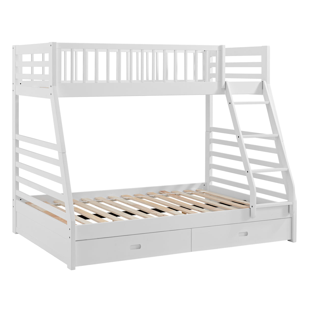 White Twin Over Full Bunk Bed with Storage Drawers