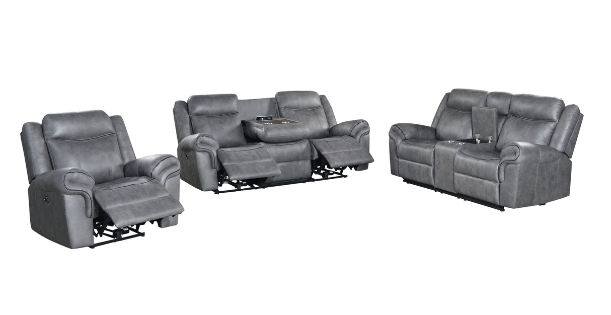 3 Piece Living Room Set: Power Reclining Sofa, Power Reclining Chair, Stationary Loveseat by Sara Collections | Bel Furniture