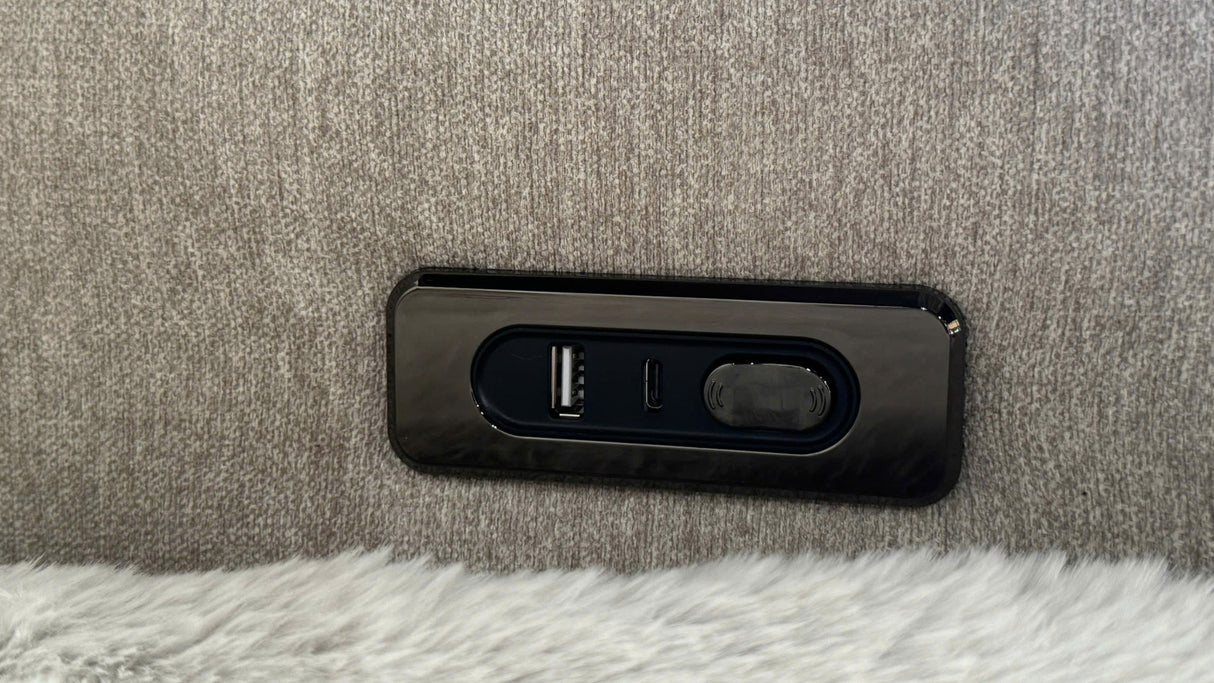 Gray Modern Ribbed Corduroy 6-Piece Power Reclining Sectional with Wireless Charging Console