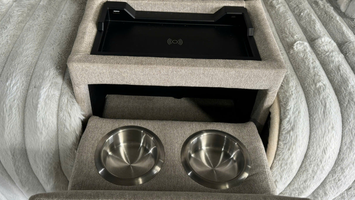 Gray Modern Ribbed Corduroy 6-Piece Power Reclining Sectional with Wireless Charging Console