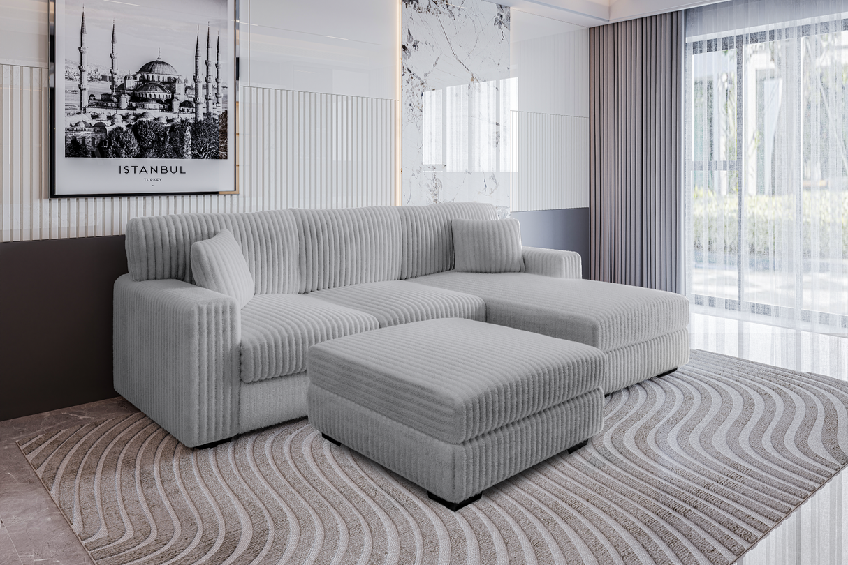 2 Piece Sectional with Ottoman by Sara Collections | Bel Furniture