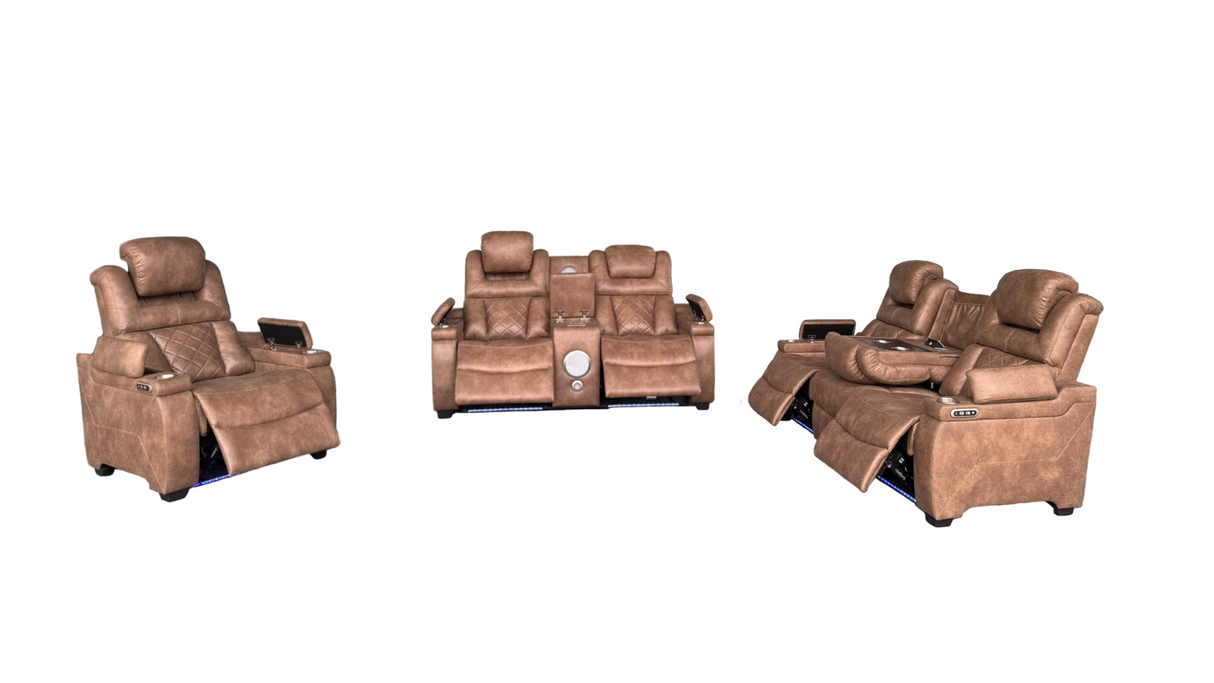 3 Piece Power Reclining Living Room Set by Sara Collections | Bel Furniture