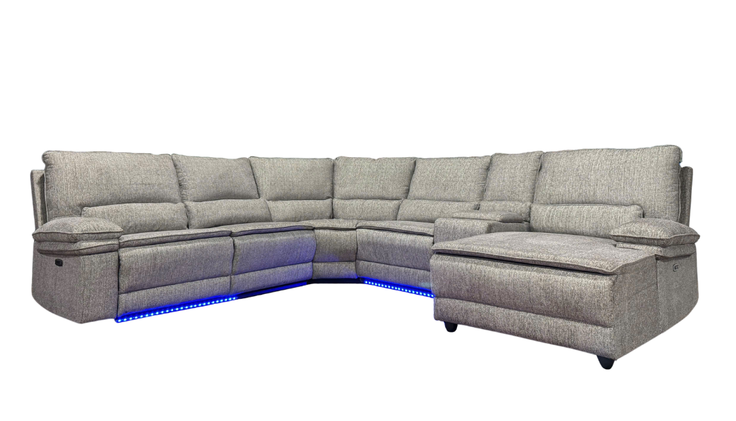 4 Piece Modern Power Reclining Sectional with LED Lights, Storage, and USB Charging Ports by Sara Collections | Bel Furniture