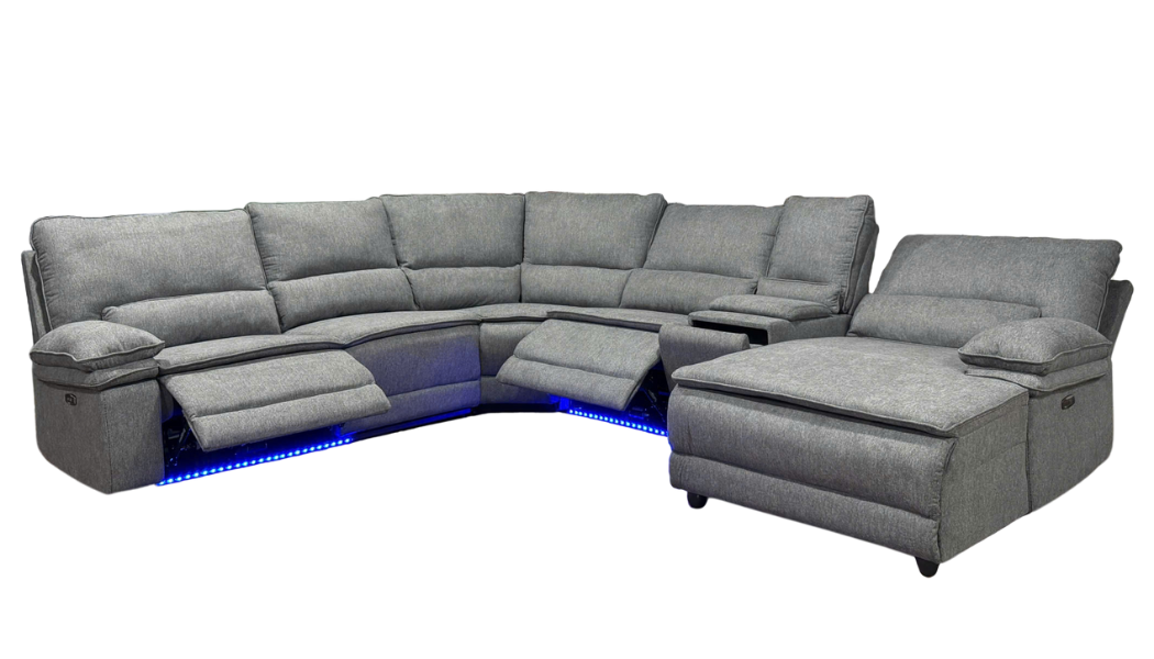4 Piece Modern Power Reclining Sectional with LED Lights, Storage, and USB Charging Ports by Sara Collections | Bel Furniture