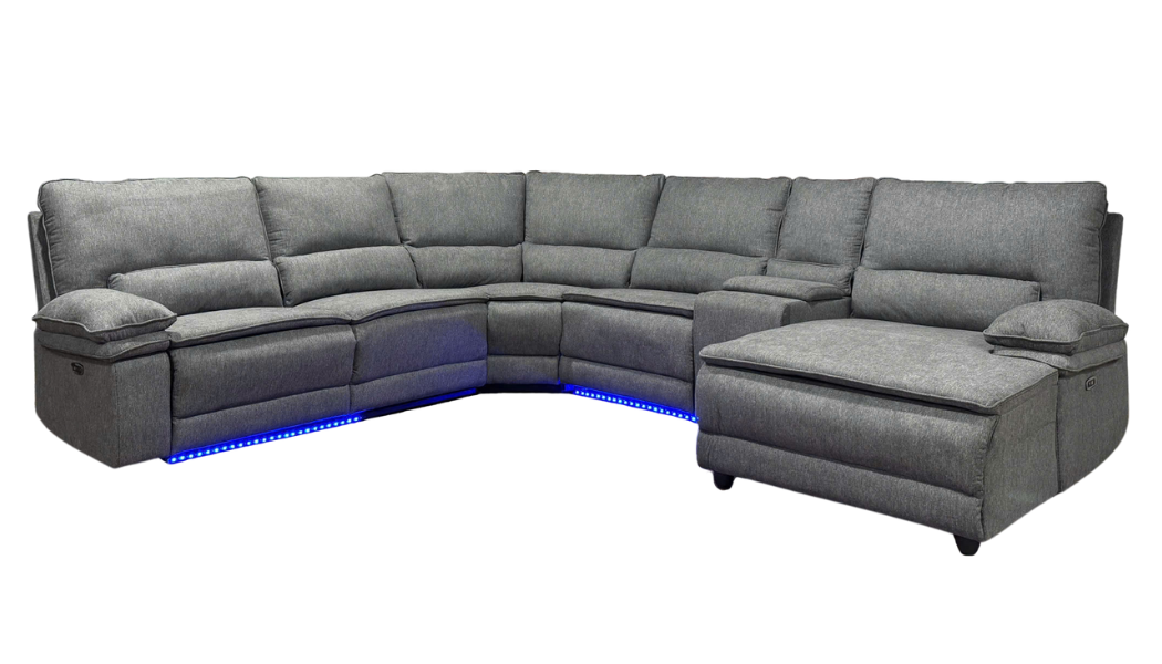 4 Piece Modern Power Reclining Sectional with LED Lights, Storage, and USB Charging Ports by Sara Collections | Bel Furniture