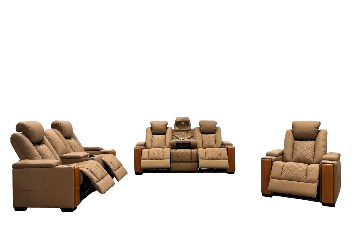 Brown recliner sofa set on a white background