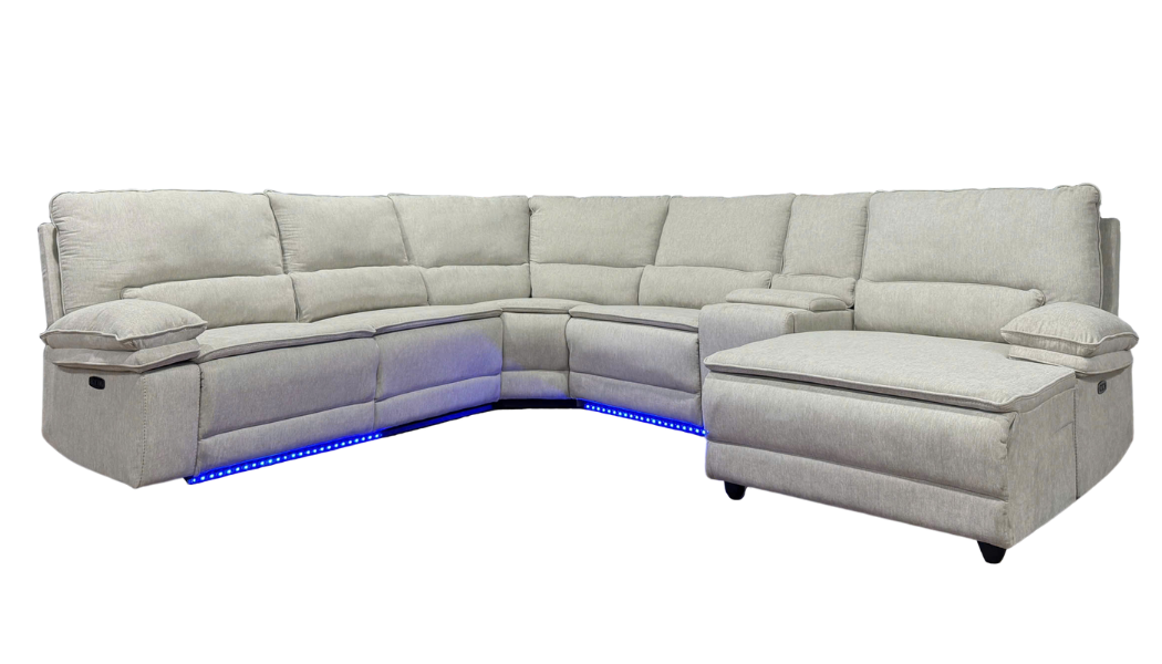 4 Piece Modern Power Reclining Sectional with LED Lights, Storage, and USB Charging Ports by Sara Collections | Bel Furniture