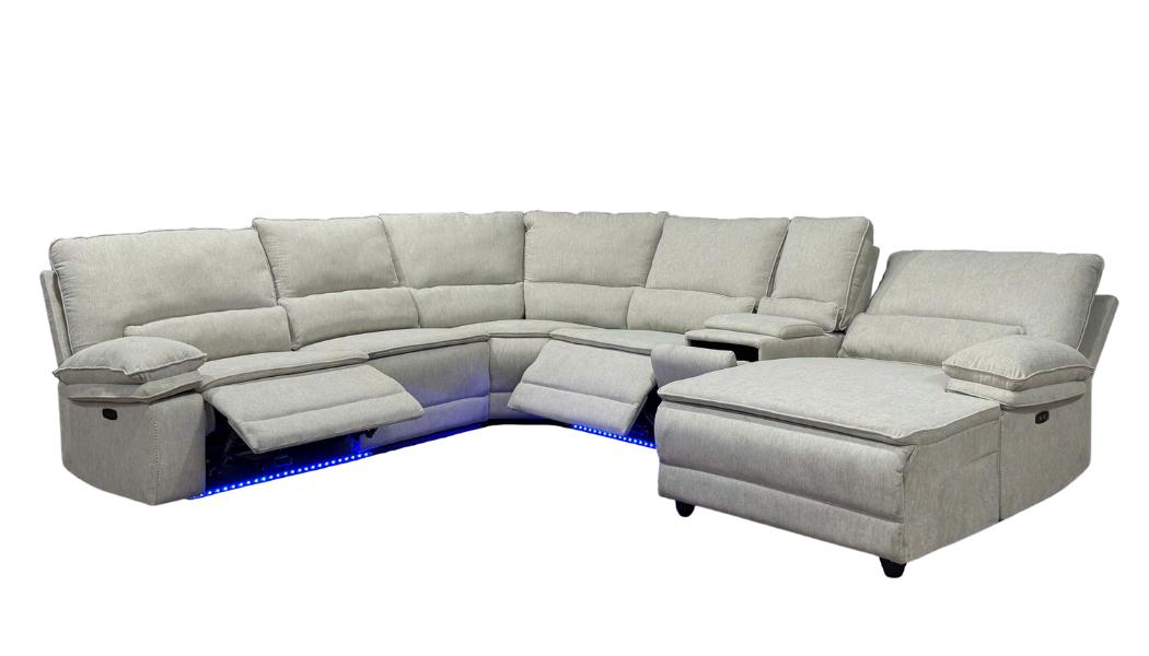 4 Piece Modern Power Reclining Sectional with LED Lights, Storage, and USB Charging Ports by Sara Collections | Bel Furniture