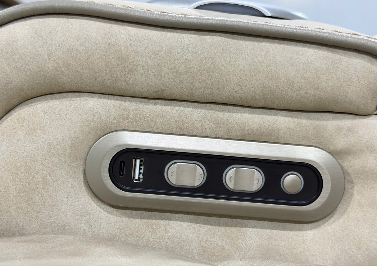 3-Piece Beige Power Reclining Sectional with Power Headrest, LED, Speakers & Wireless Charging