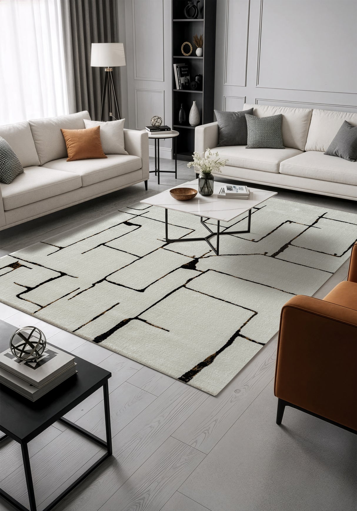 .Hunter Ivory Power-Loomed Area Rug - 6' 6" x 9' 0"