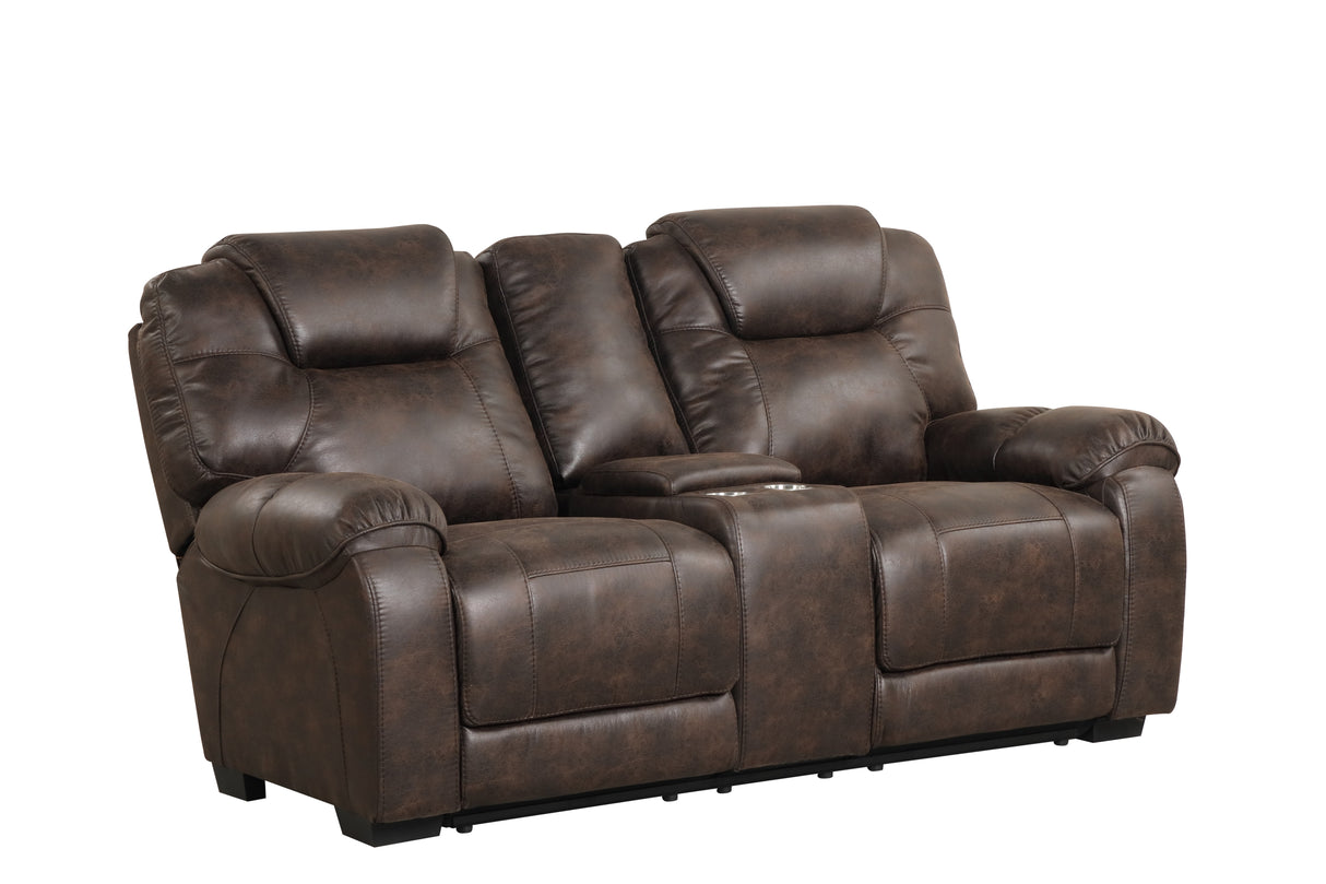 Transitional Red Brown Power Reclining 3-Piece Living Room Set with Plush High-Back Comfort & Pillow-Top Arms