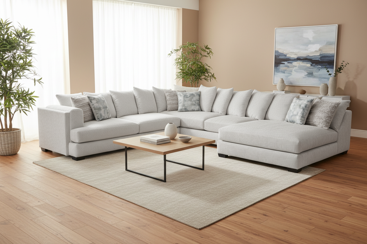 Cashmere 3-Piece Modern U-Shaped Sectional Sofa