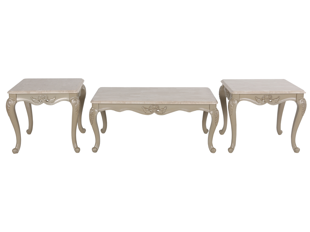 3 Piece Coffee Table Set with Real Marble Tabletops by Mollai Collections | Bel Furniture