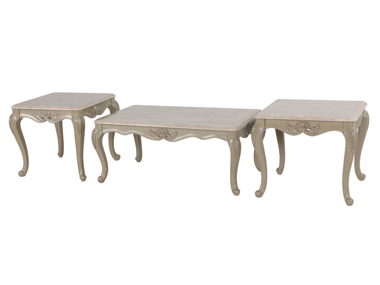 3 Piece Coffee Table Set with Real Marble Tabletops by Mollai Collections | Bel Furniture