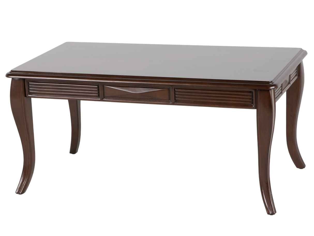 Transitional Dark Brown 3-Piece Coffee Table Set with Framed Inlay-Style Tops & Curved Legs