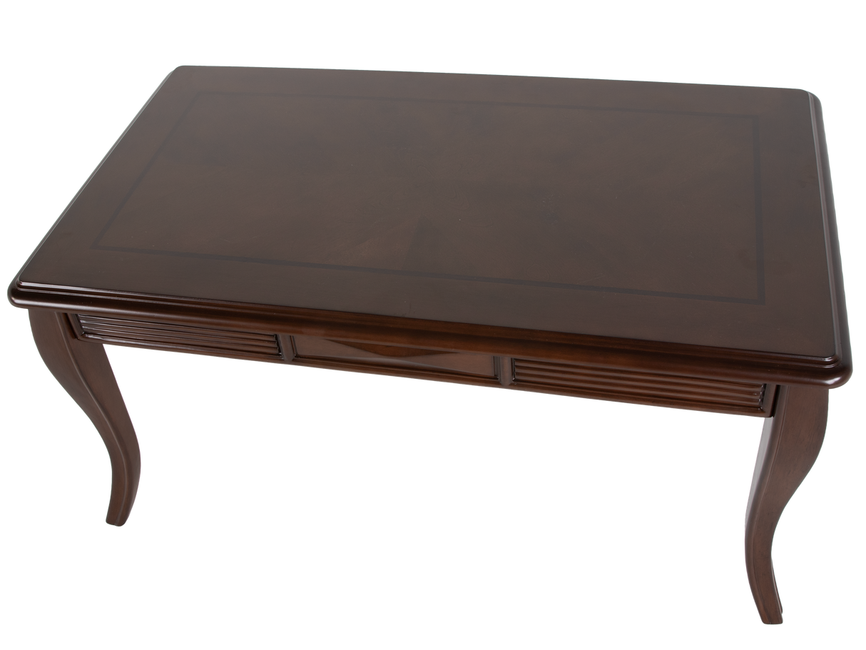 Transitional Dark Brown 3-Piece Coffee Table Set with Framed Inlay-Style Tops & Curved Legs