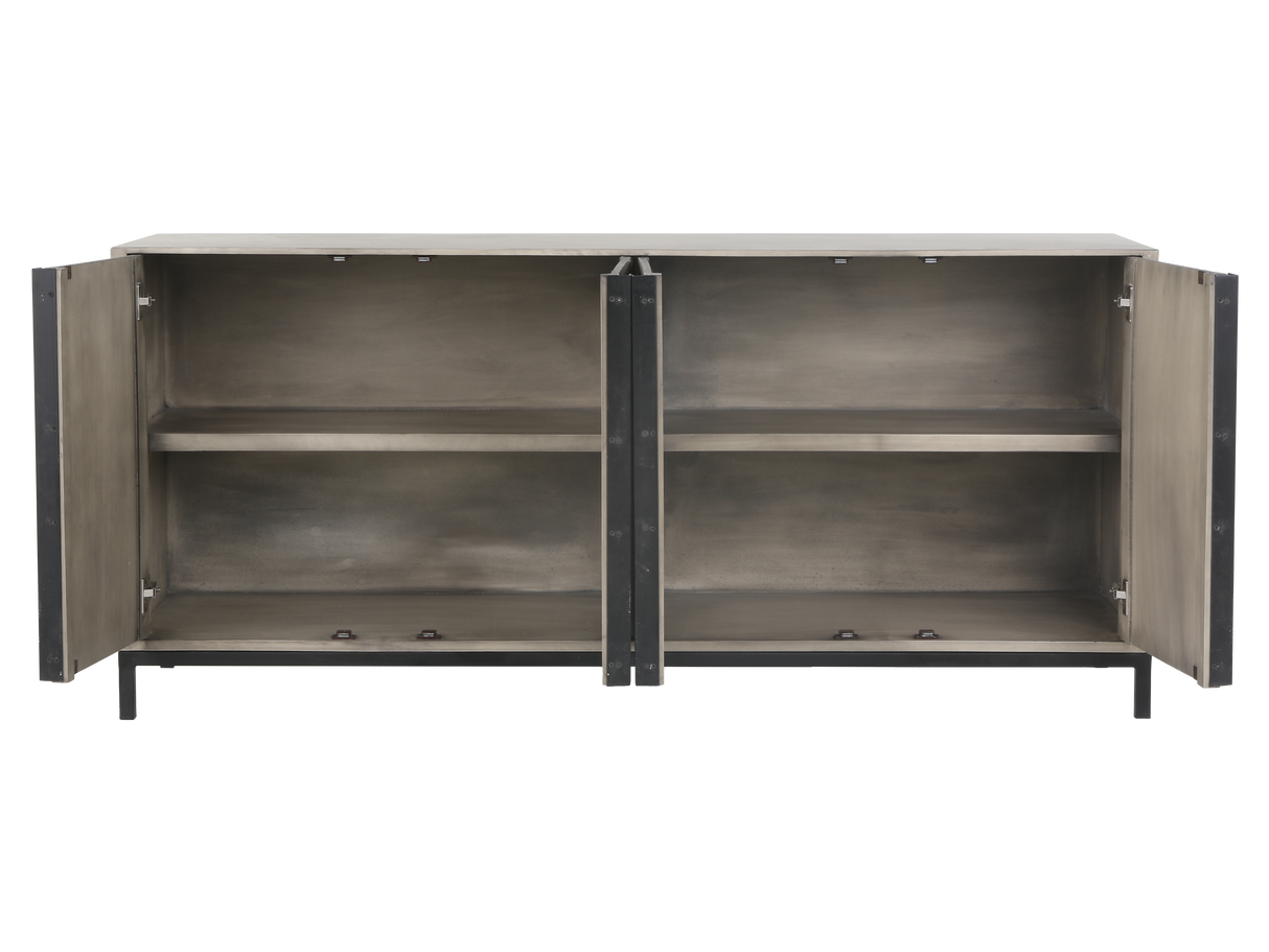 Modern Gray 4-Door Sideboard with Textured Wave Design