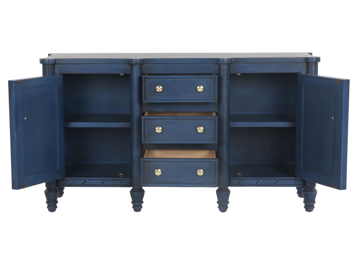 Navy Blue Sideboard with 3 Drawers and 2 Cabinets