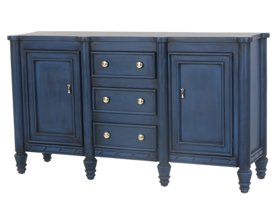 Navy Blue Sideboard with 3 Drawers and 2 Cabinets