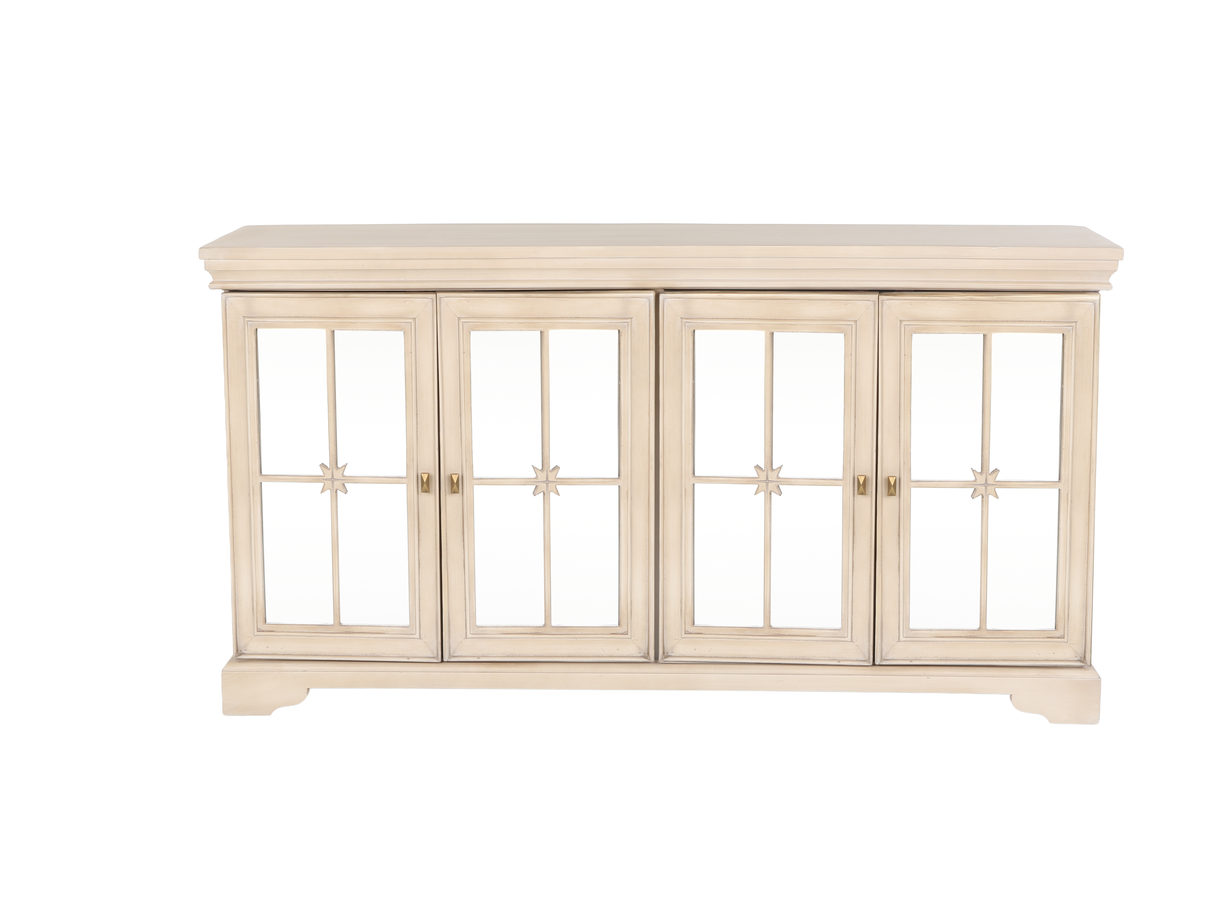 Desert Sand 4-Door Sideboard with Mirrored Panels